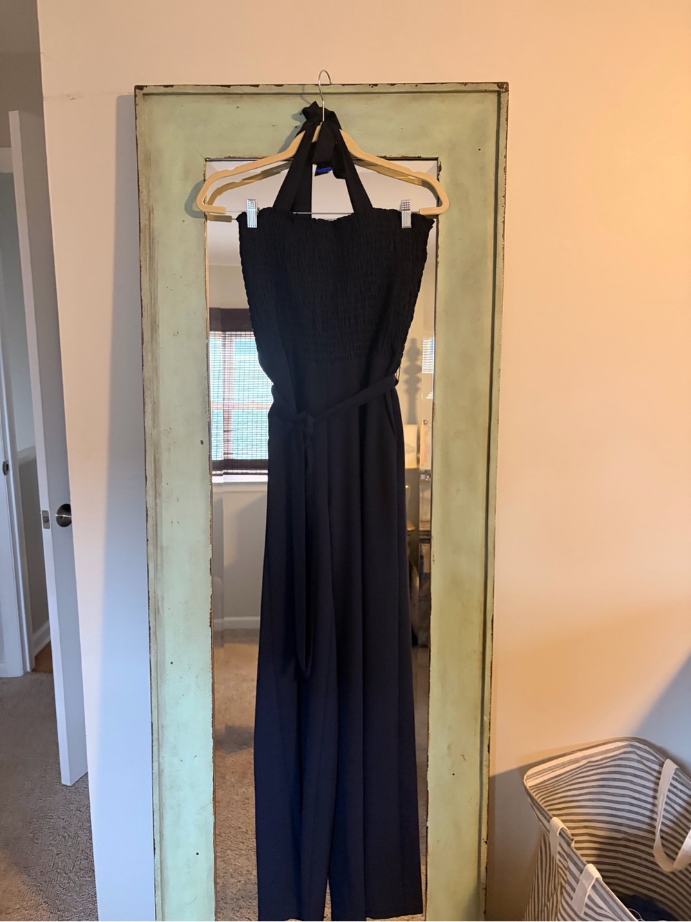 DREW Black Strapless Smocked Jumpsuit